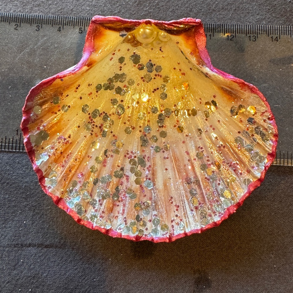 Handcrafted Decorative Shell with Gold Accents/ Trinket Tray